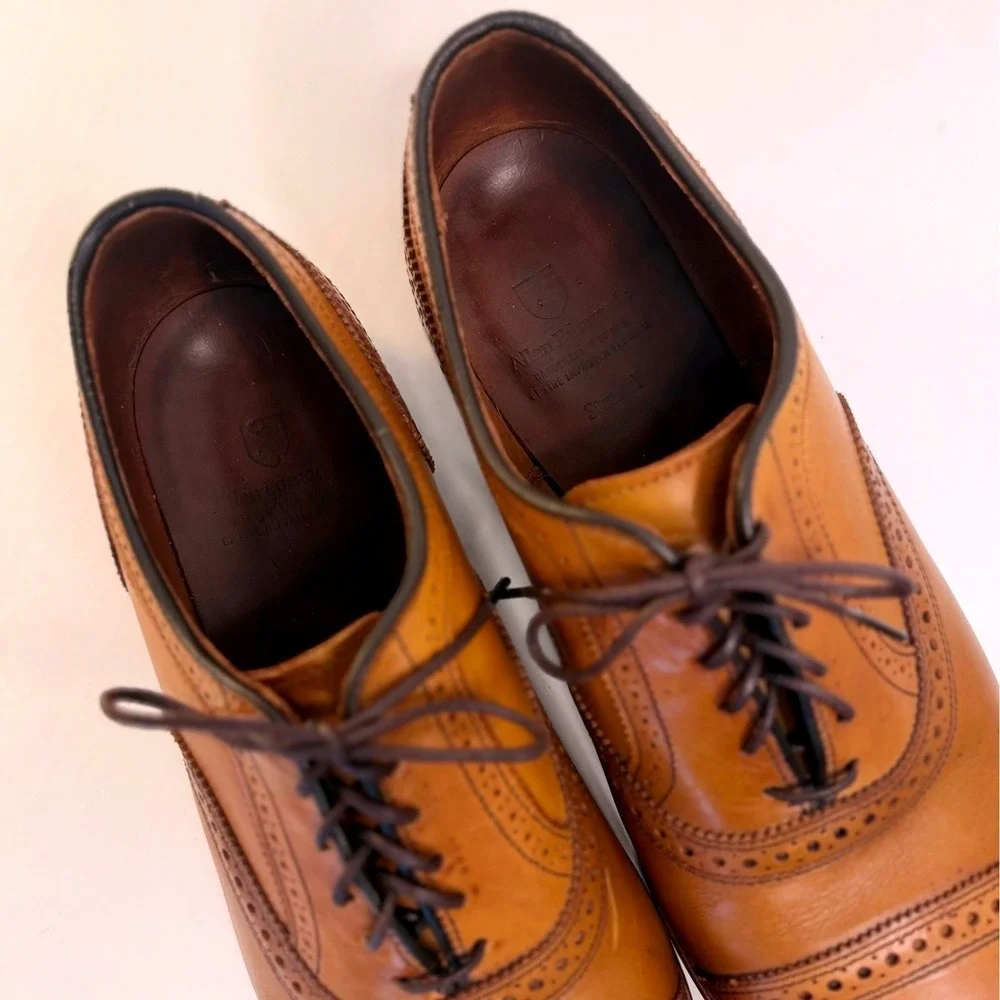 Allen Edmonds Strand Mens Walnut Leather Cap Toe Oxfords 11.5 D Brogue $450